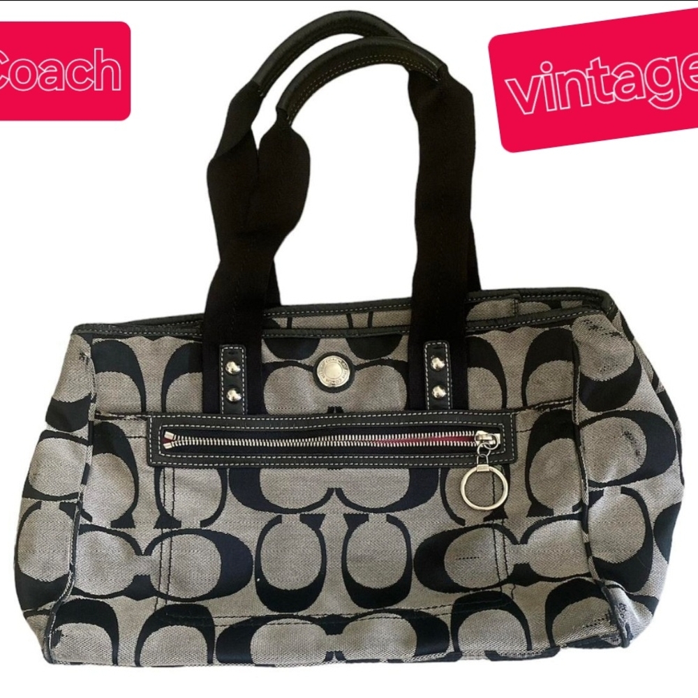 Coach Black and Gray Signature Tote